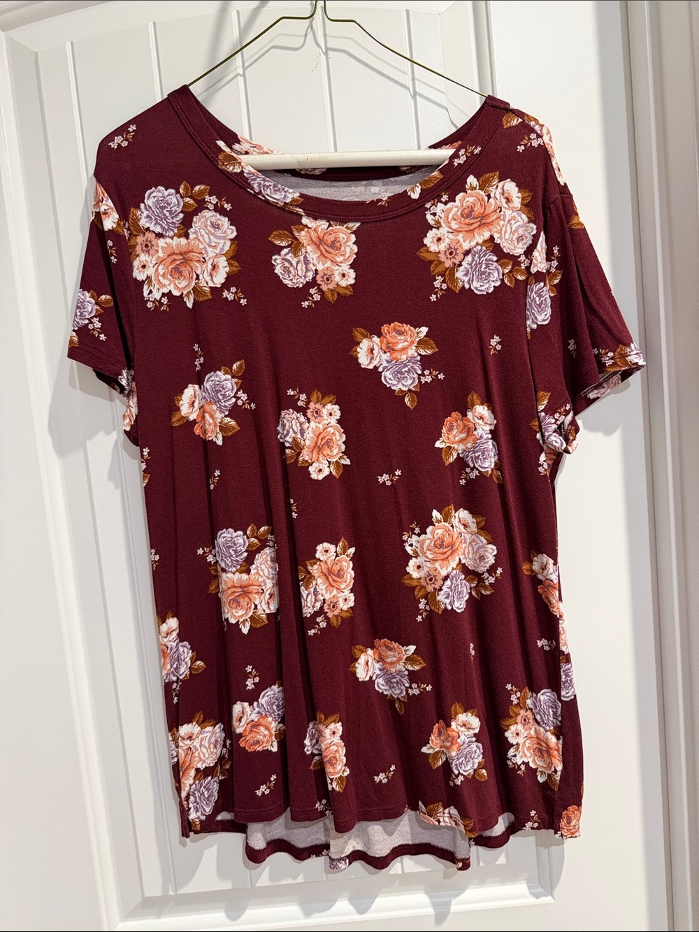 Floral Short-Sleeve Tee - Burgundy